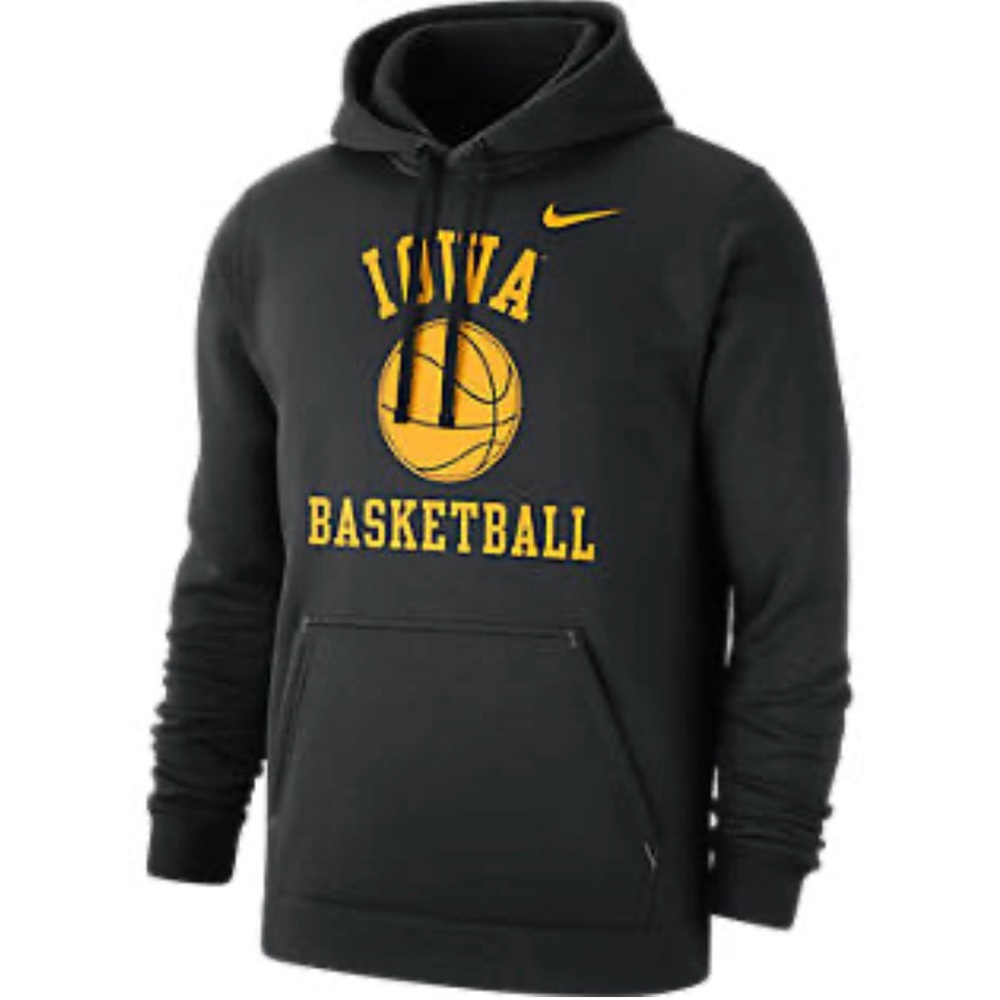 NWT, Men’s Nike University of lowa Hawkeyes Basketball Club Fleece Hoodie, Sz M - Picture 1 of 12